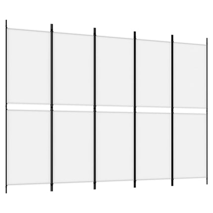 5-panels rumdeler 250x180 cm stof hvid