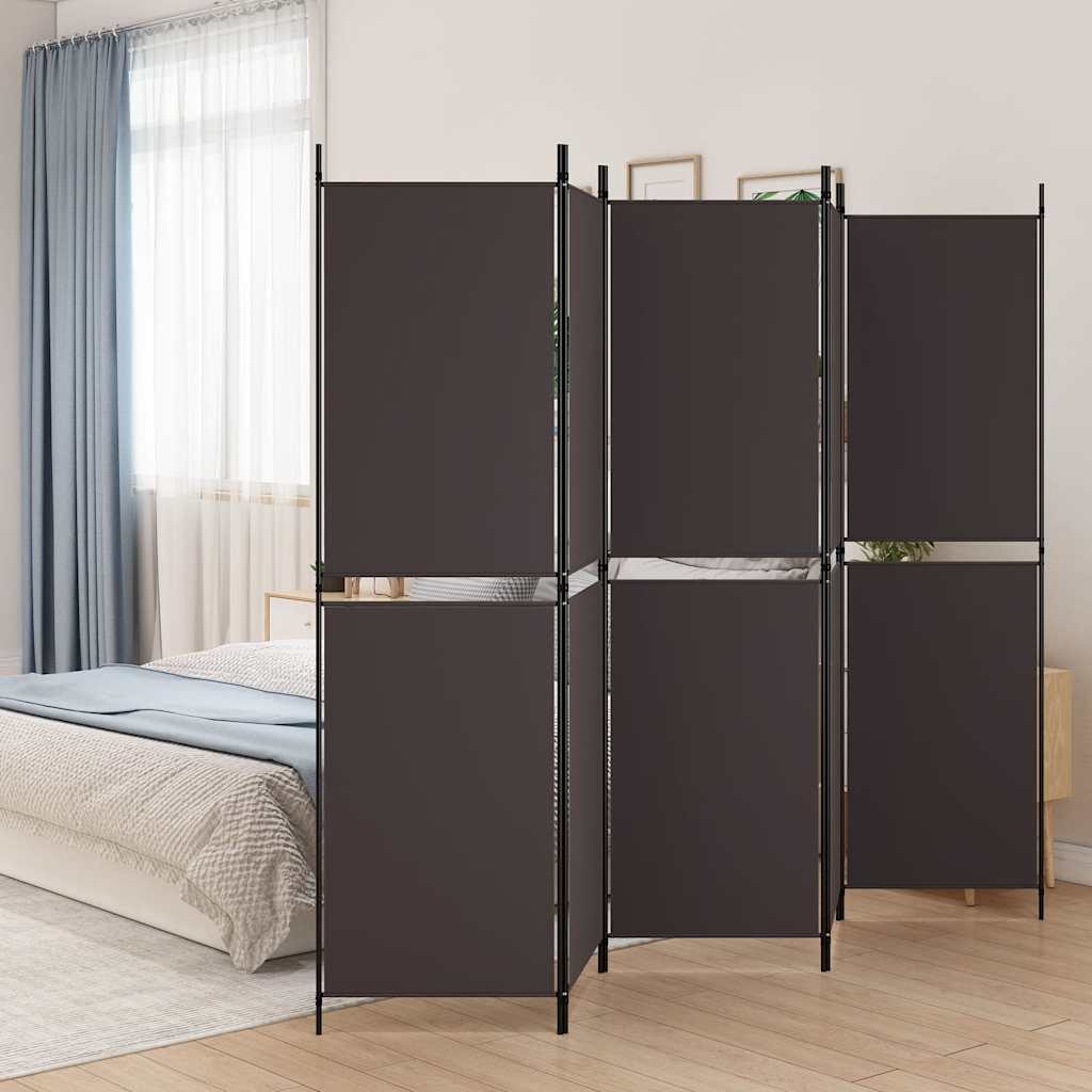 5-panels rumdeler i stof - 250 × 180 cm, brun