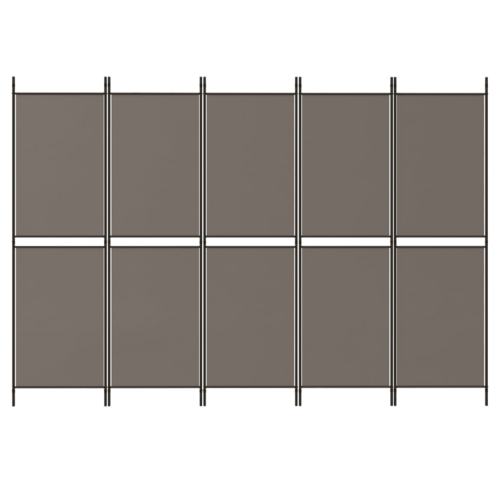 5-panels rumdeler 250x180 cm stof antracitgrå