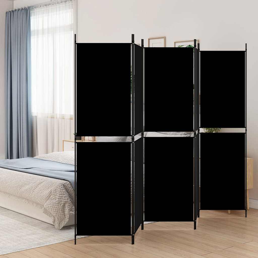 5-panels rumdeler i stof - 250 × 180 cm, sort