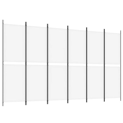 6-panels rumdeler 300x180 cm stof hvid