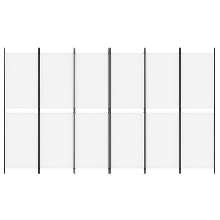 6-panels rumdeler 300x180 cm stof hvid