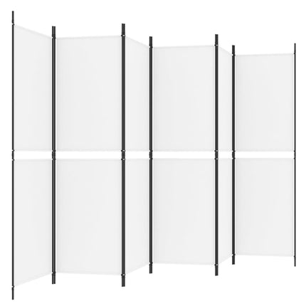 6-panels rumdeler 300x180 cm stof hvid