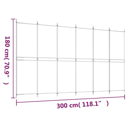 6-panels rumdeler 300x180 cm stof hvid
