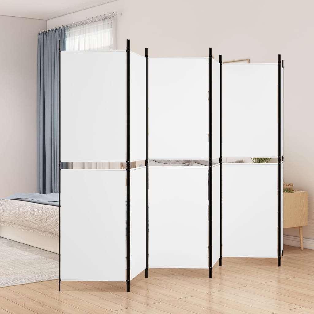 6-panels rumdeler i stof - 300 × 180 cm, hvid