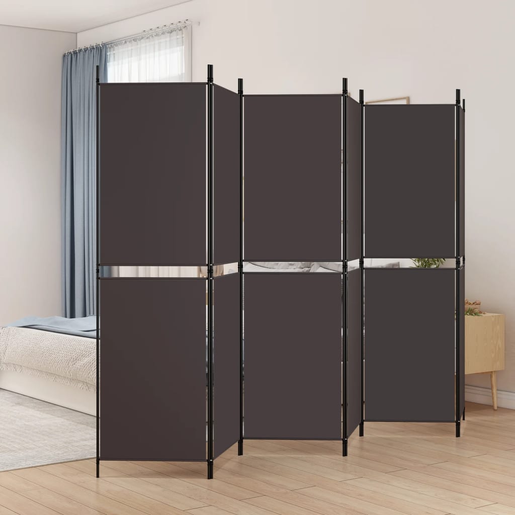 6-panels rumdeler 300x180 cm stof brun billede