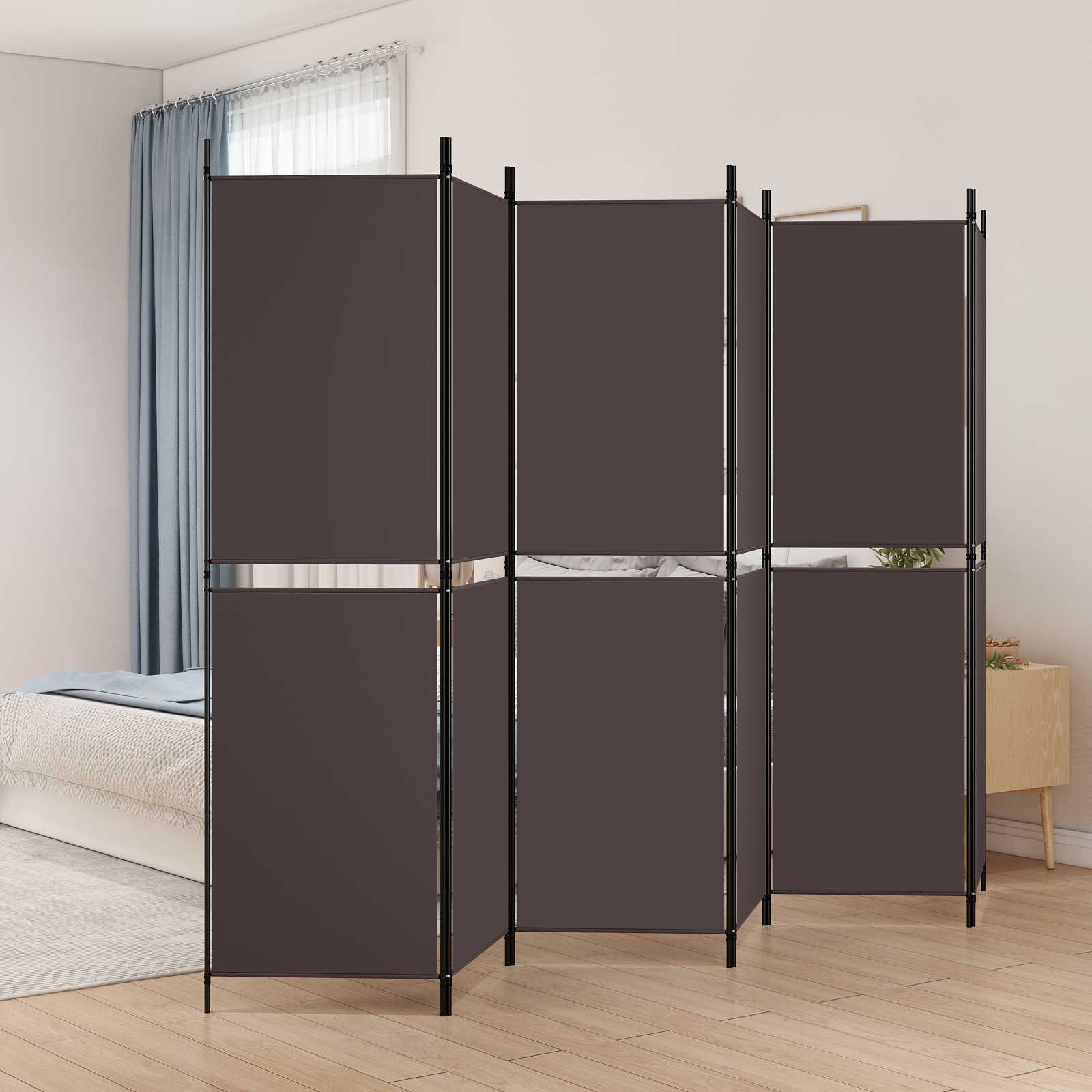 Rumdeler med 6 paneler 300 x 180 cm stof brun