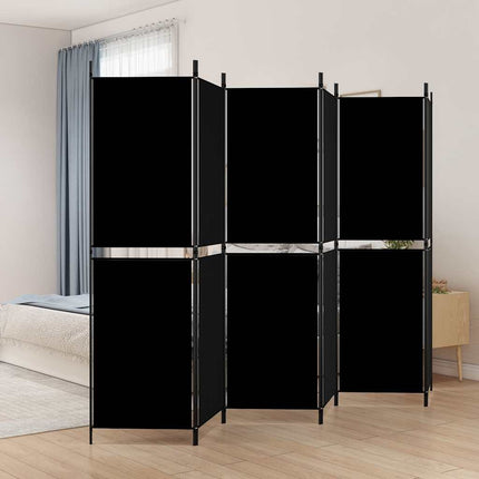 6-panels rumdeler 300x180 cm stof sort