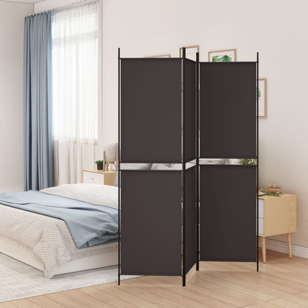 3-panels rumdeler i stof - brun, 150 × 200 cm