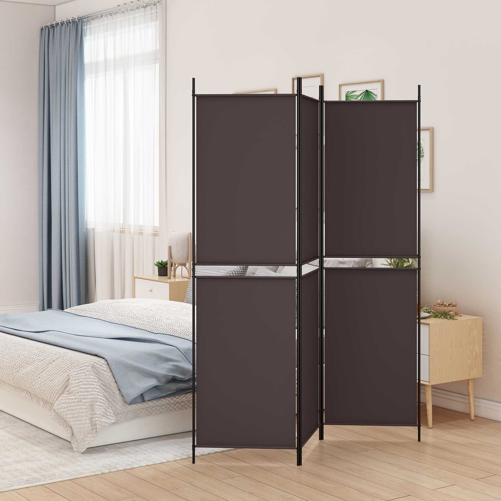 3-panels rumdeler i stof - brun, 150 × 200 cm