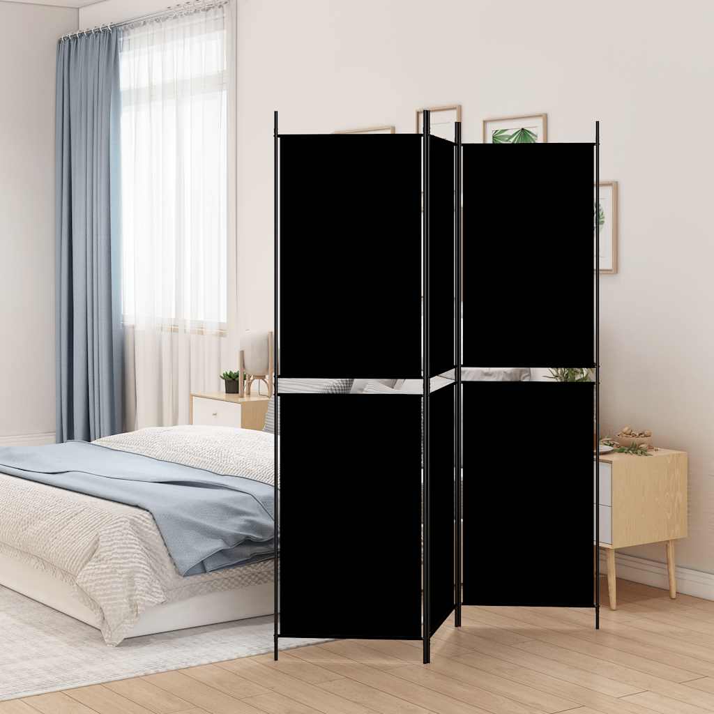 3-panels rumdeler i stof - 150 × 200 cm, sort