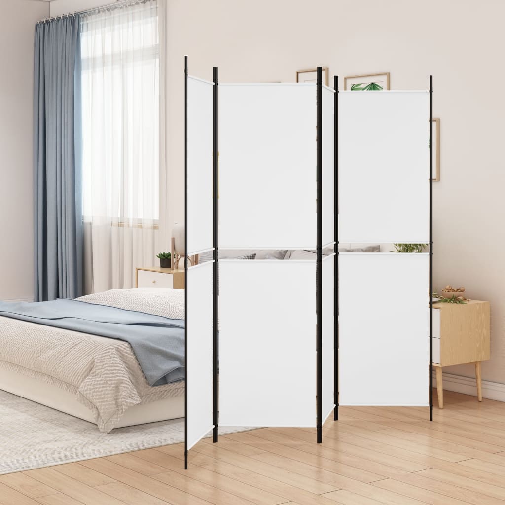 4-panels rumdeler i stof - hvid, 200 × 200 cm