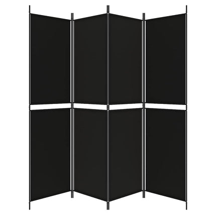 4-panels rumdeler 200x200 cm stof sort