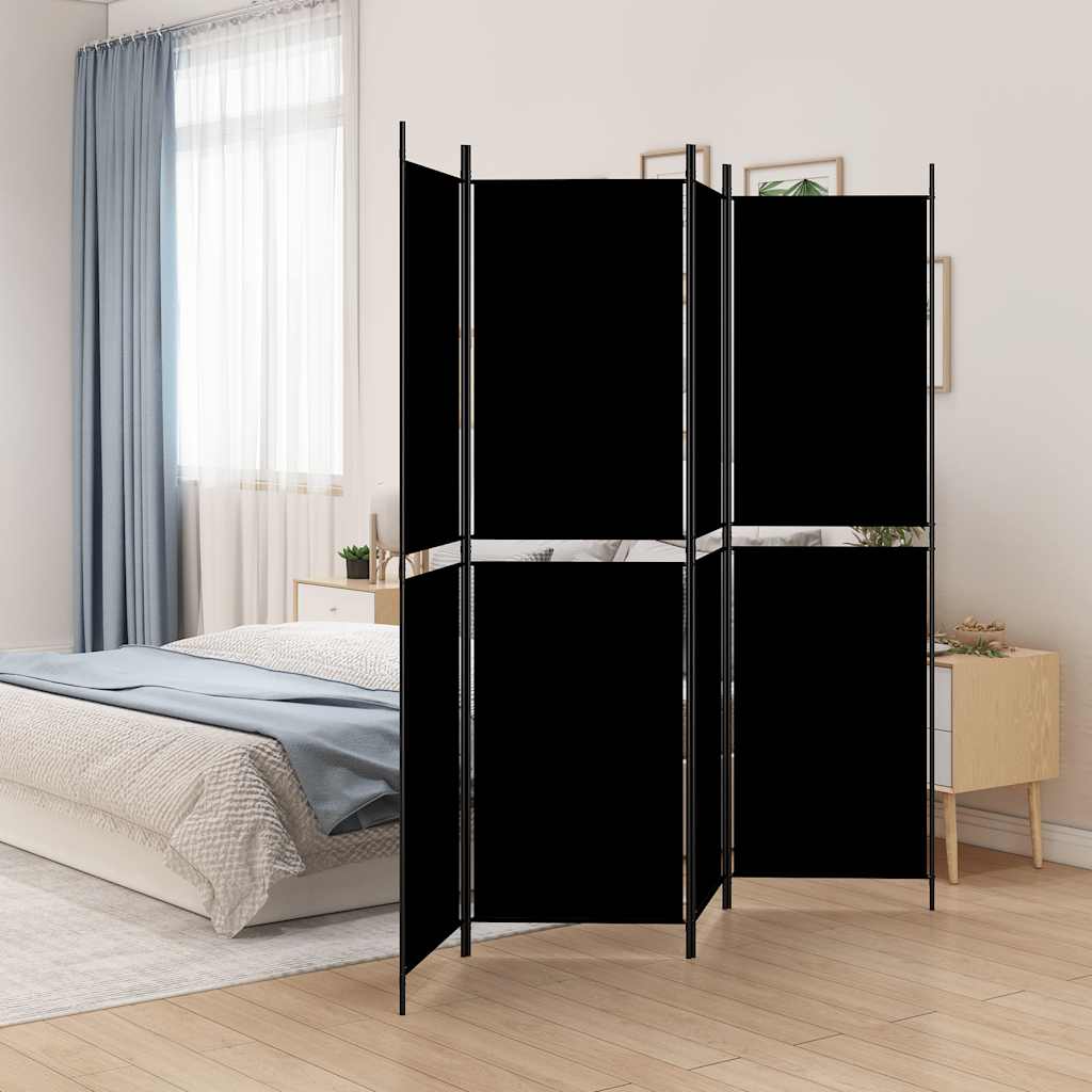 4-panels rumdeler i stof - 200 × 200 cm, sort