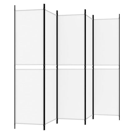 5-panels rumdeler 250x200 cm stof hvid