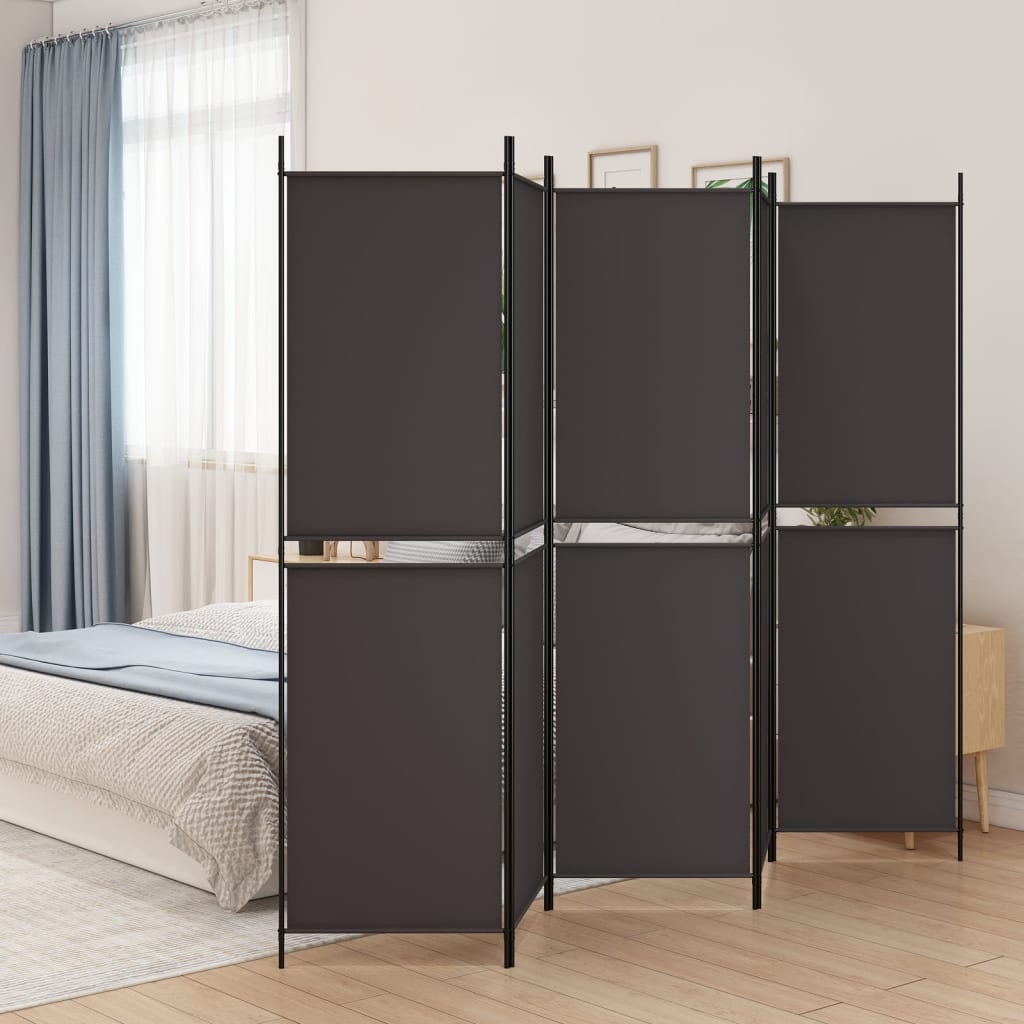 5-panels rumdeler i stof - 250 × 200 cm, brun