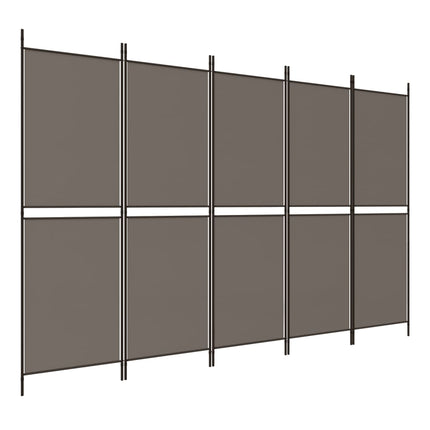 5-panels rumdeler 250x200 cm stof antracitgrå