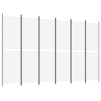 6-panels rumdeler 300x200 cm stof hvid