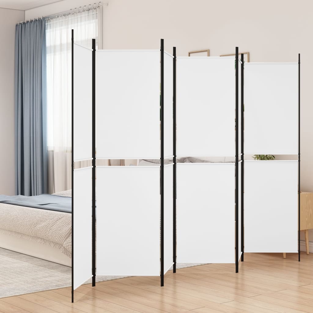 6-panels rumdeler i stof - 300 × 200 cm, hvid