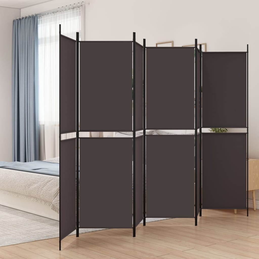 6-panels rumdeler 300x200 cm stof brun billede