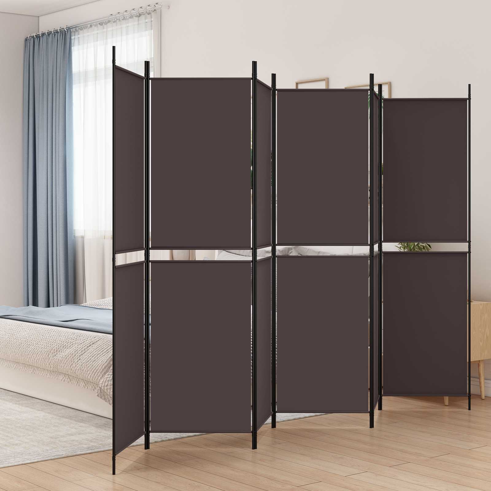 6-panels rumdeler i stof - 300 × 200 cm, brun