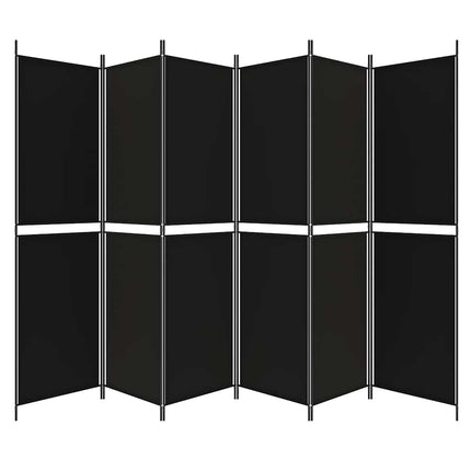 6-panels rumdeler 300x200 cm stof sort