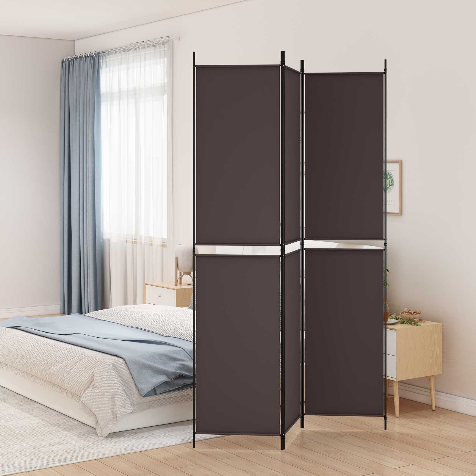 3-panels rumdeler i stof - 150 × 220 cm, brun