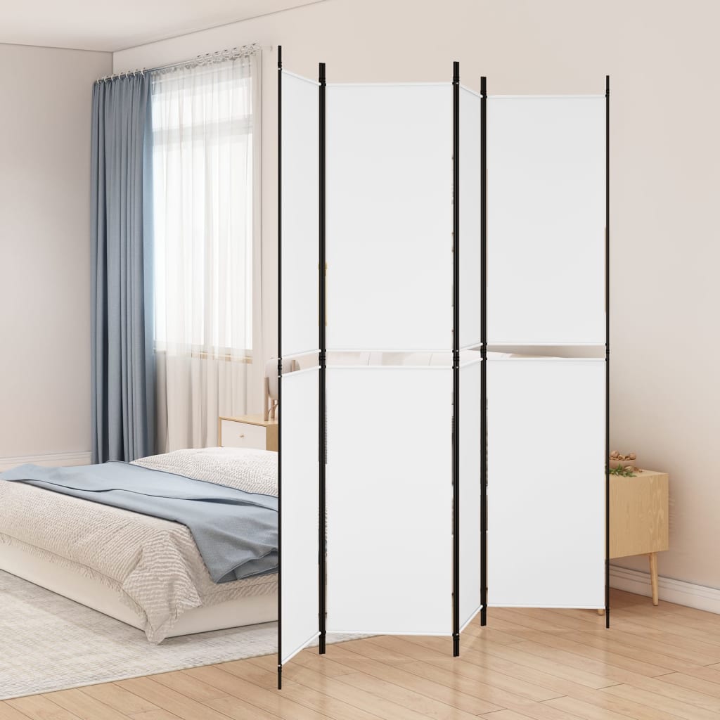 4-panels rumdeler 200x220 cm stof hvid billede