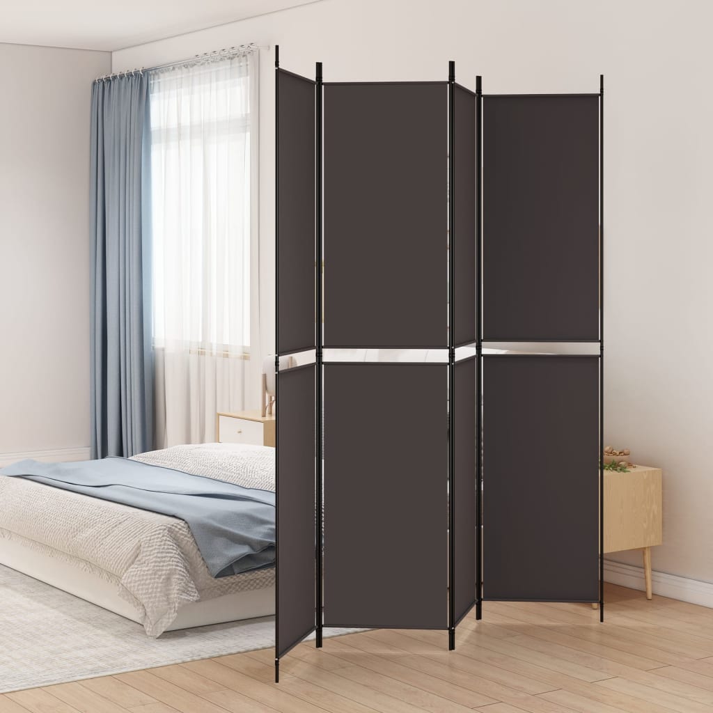 4-panels rumdeler 200x220 cm stof brun billede