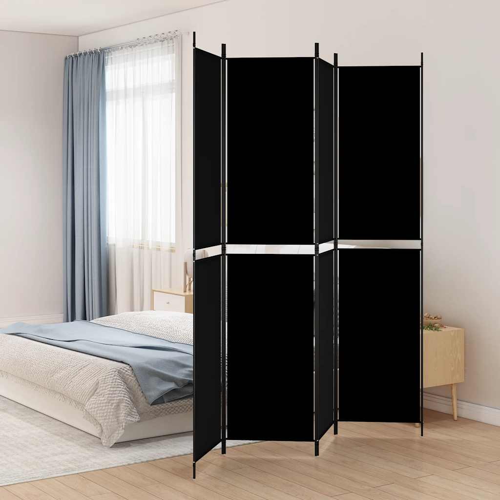 4-panels rumdeler i stof - 200 × 220 cm, sort