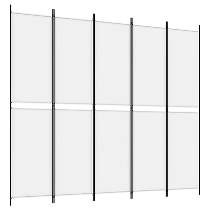 5-panels rumdeler 250x220 cm stof hvid