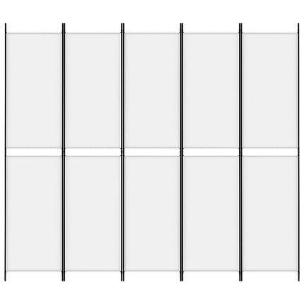 5-panels rumdeler 250x220 cm stof hvid