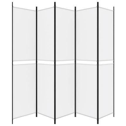 5-panels rumdeler 250x220 cm stof hvid