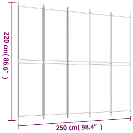 5-panels rumdeler 250x220 cm stof brun