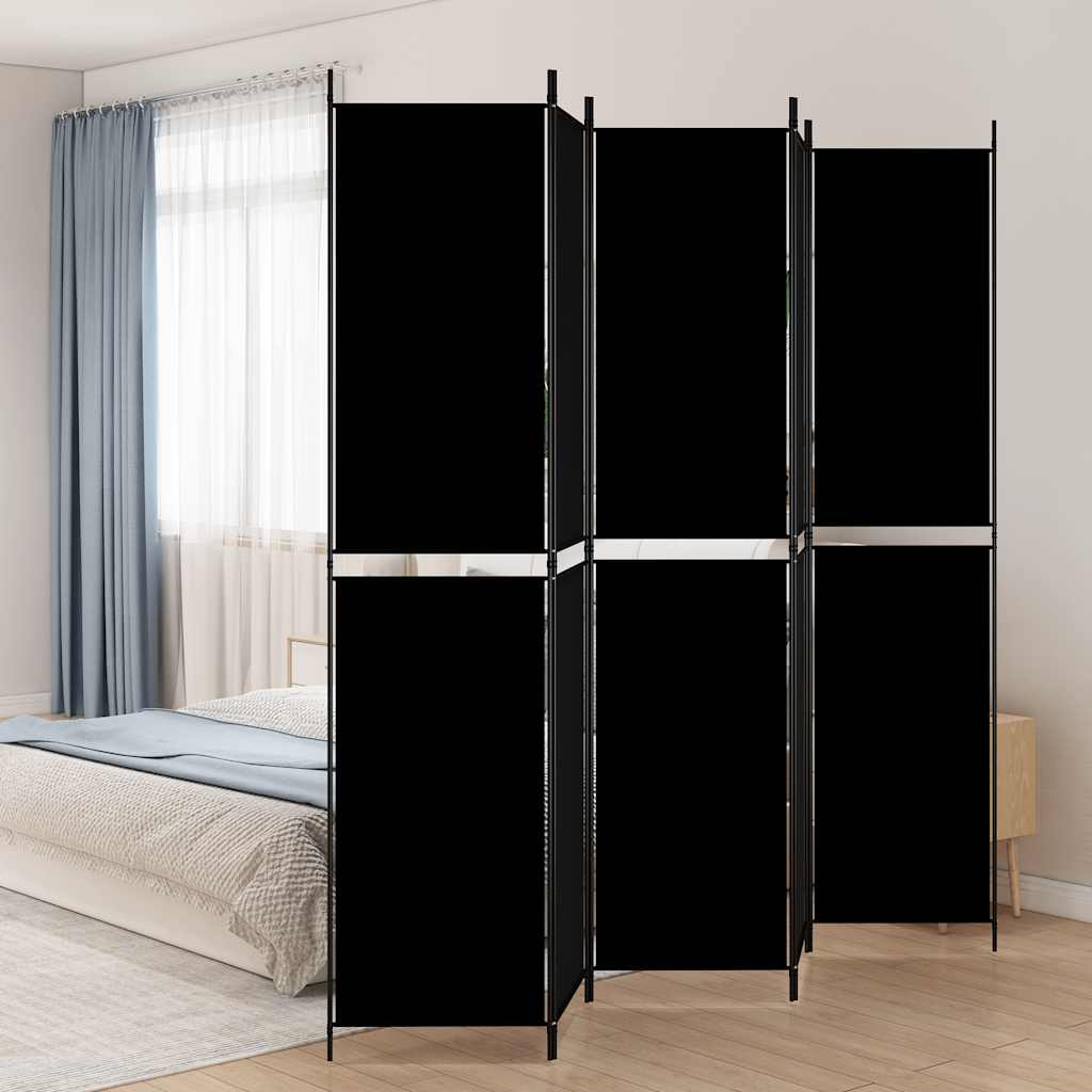 5-panels rumdeler i stof - 250 × 220 cm, sort