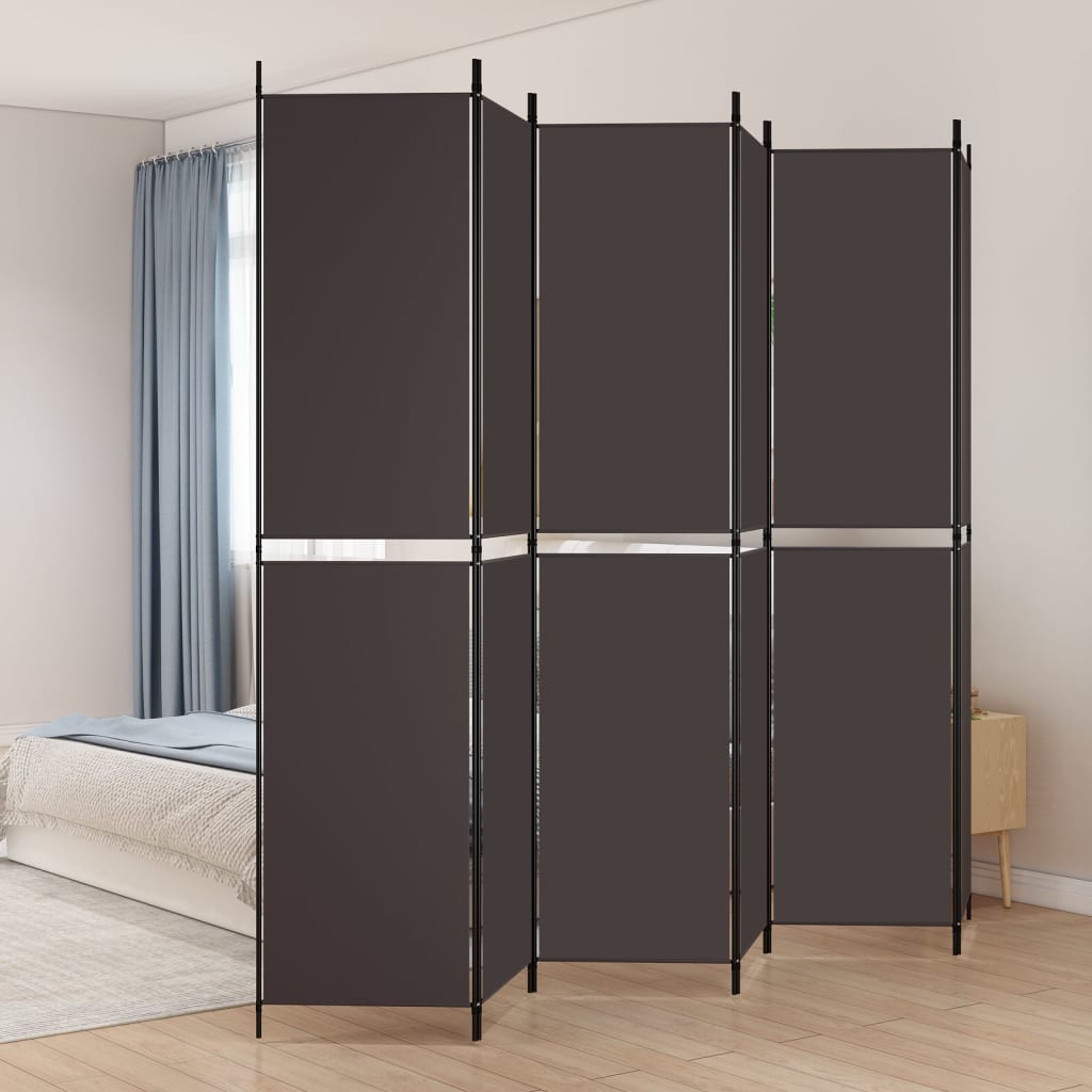 6-panels rumdeler 300x220cm stof brun billede
