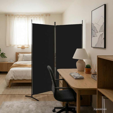 2-panels rumdeler 175x180 cm stof sort