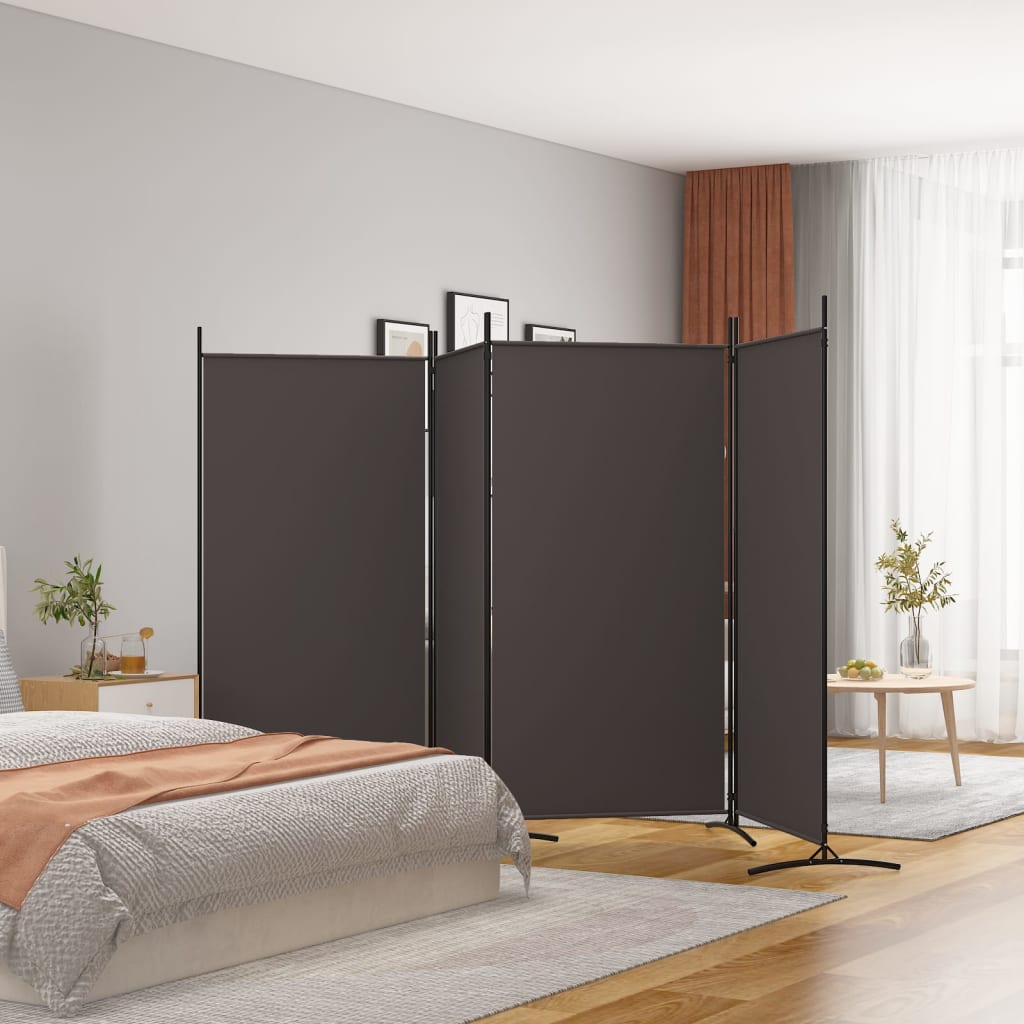 4-panels rumdeler 346x180 cm stof brun billede