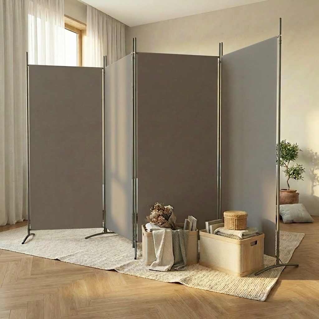 4-panels rumdeler i stof - 346 × 180 cm, antracitgrå