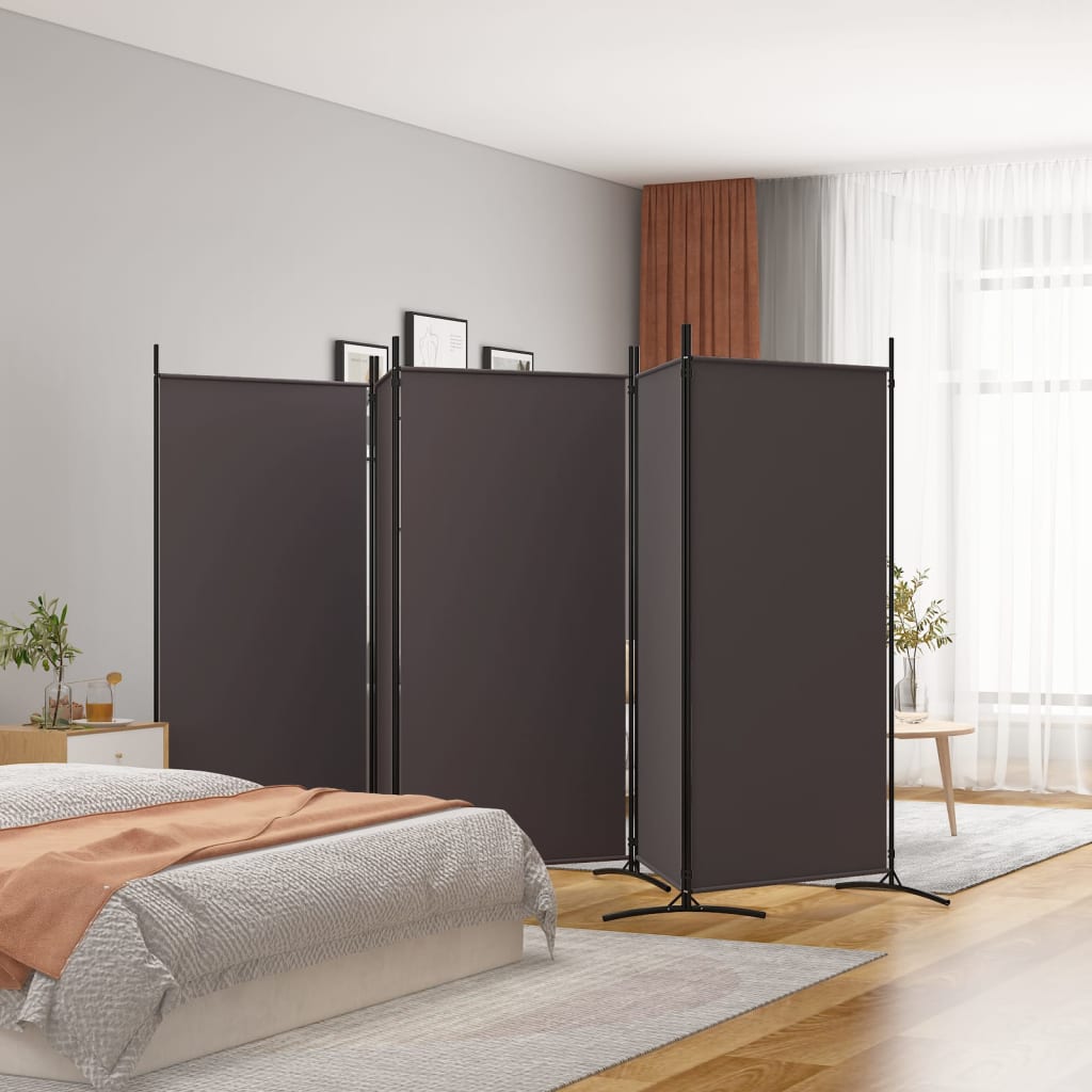 5-panels rumdeler 433x180 cm stof brun billede