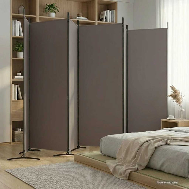 6-panels rumdeler 520x180 cm stof antracitgrå