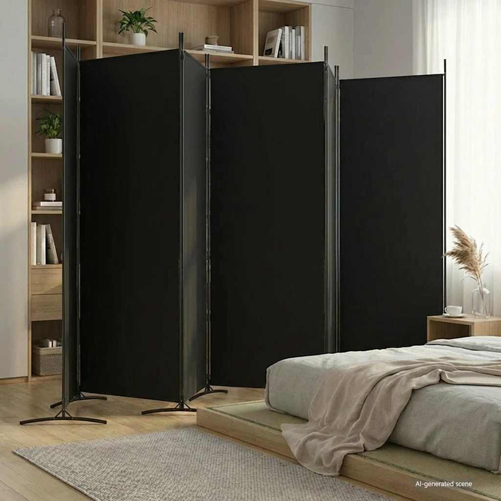 vidaXL 6-panels rumdeler 520x180 cm stof sort