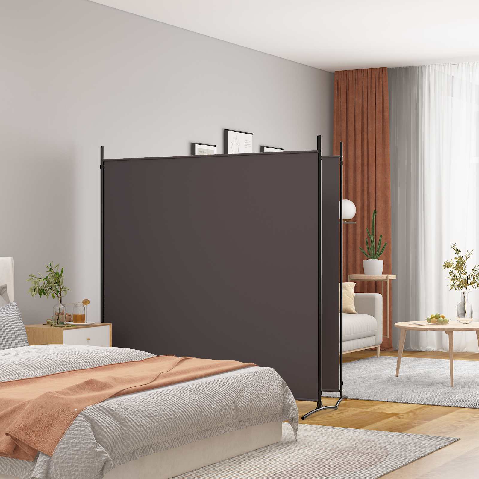 2-Panels Rumdeler Stof Brun - 2 / 348 x 180 cm