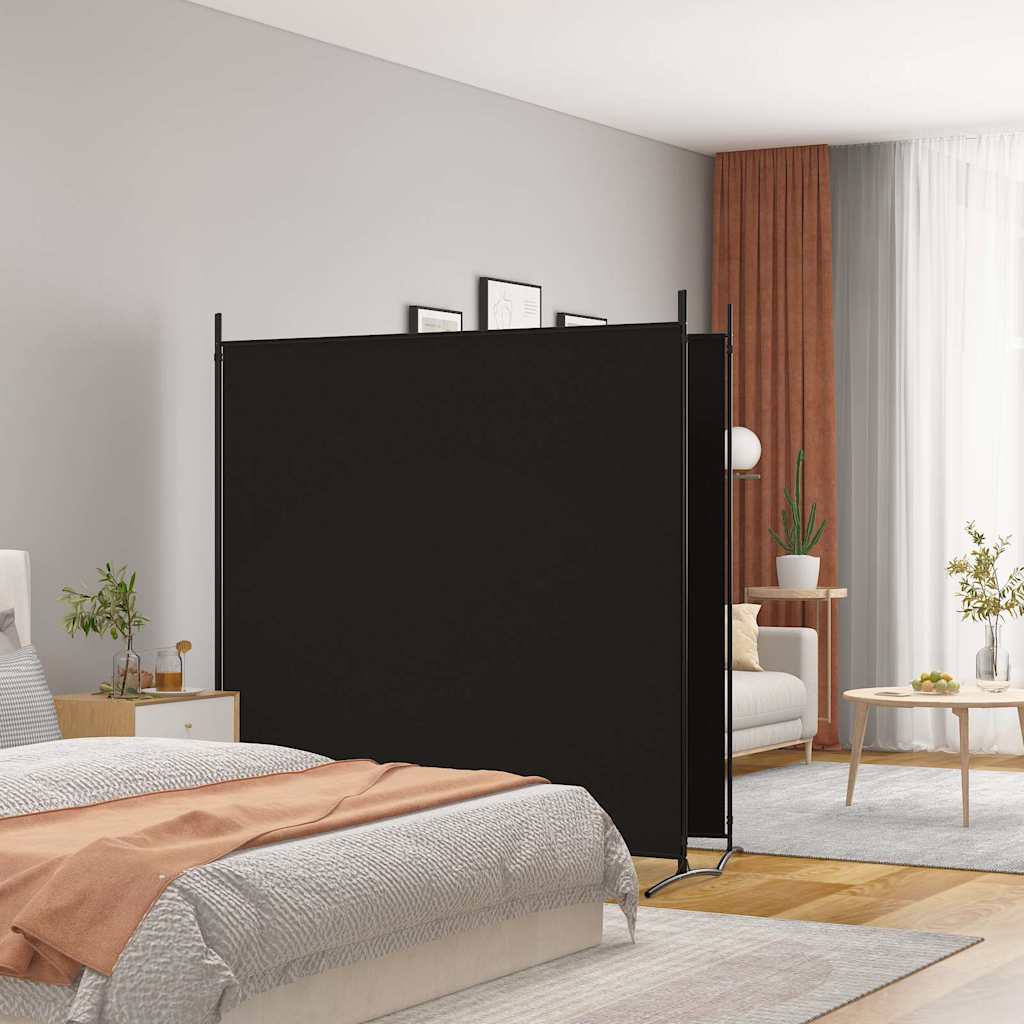 2-Panels Rumdeler Stof Sort - 2 / 348 x 180 cm
