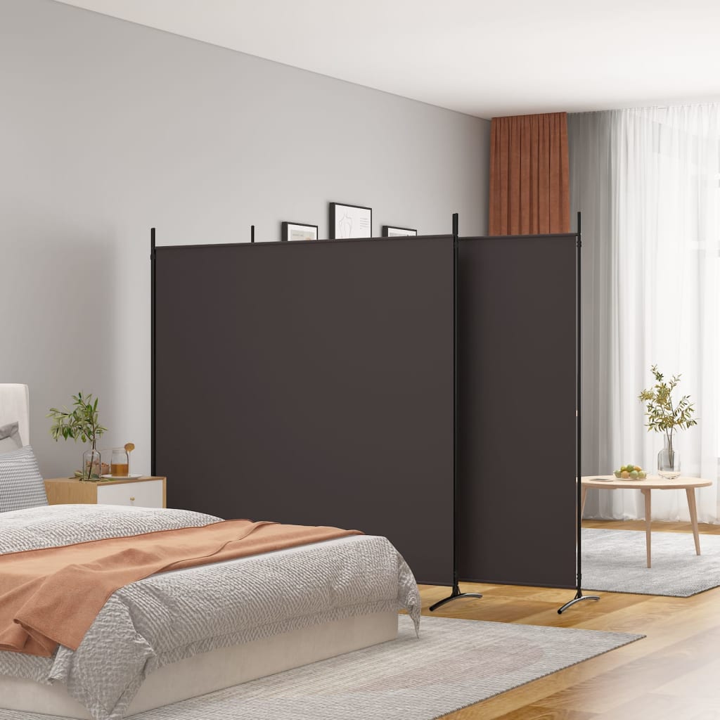 3-panels rumdeler i stof - 525 × 180 cm, brun