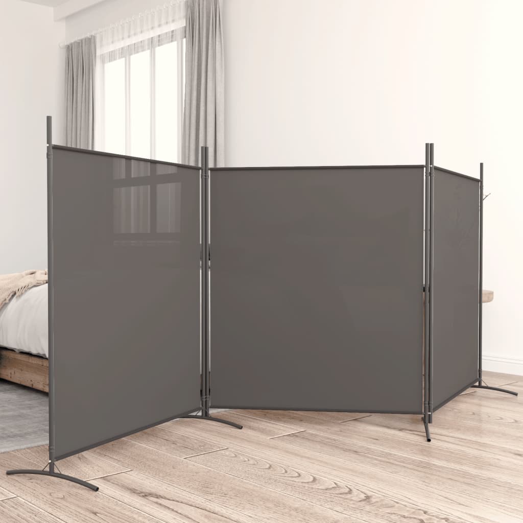 3-panels rumdeler 525x180 cm stof antracitgrå billede