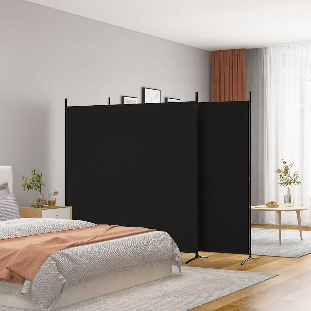 2-Panels Rumdeler Stof Sort - 3 / 525 x 180 cm