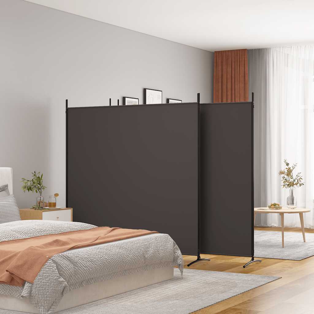 4-panels rumdeler 698x180 cm stof brun billede