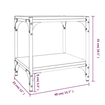 tv-bord 40x33x41 cm konstrueret træ og stål sonoma-eg