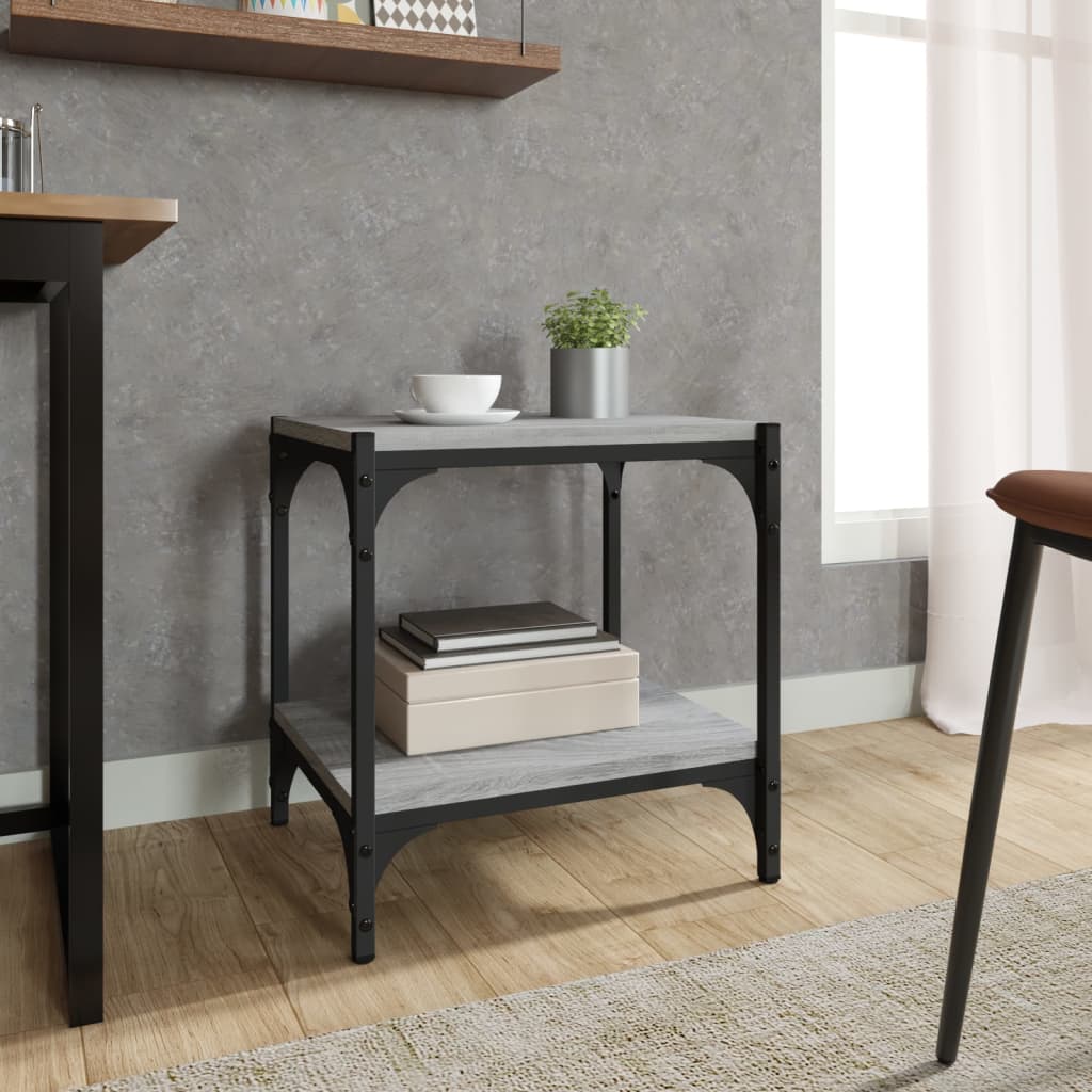 tv-bord 40x33x41 cm konstrueret træ og stål grå sonoma-eg